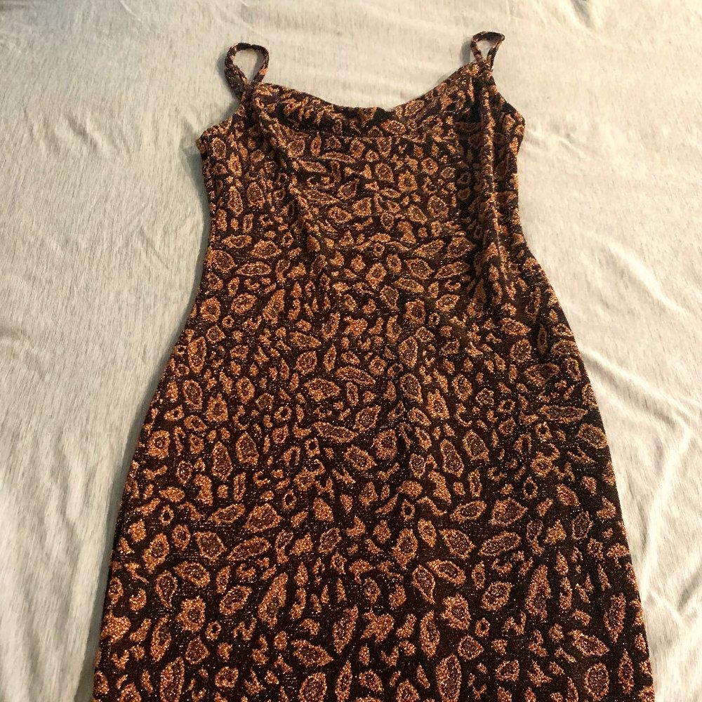 XS copper and black womans mini dress